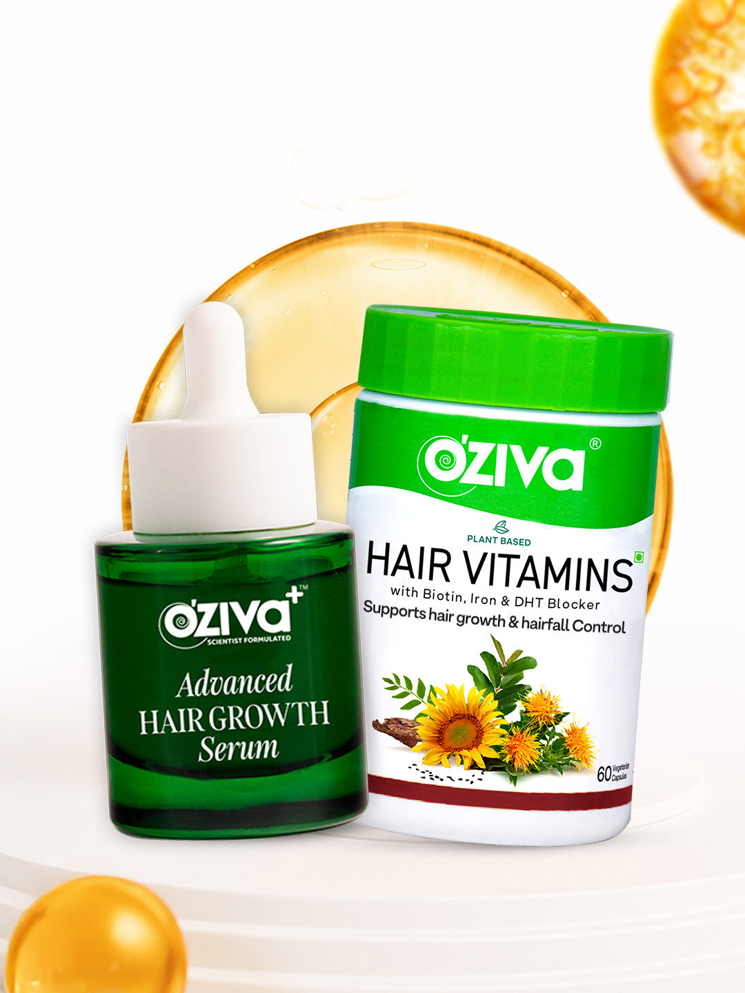 OZiva Hair Vitamins &  Advanced Hair Growth Serum Combo
