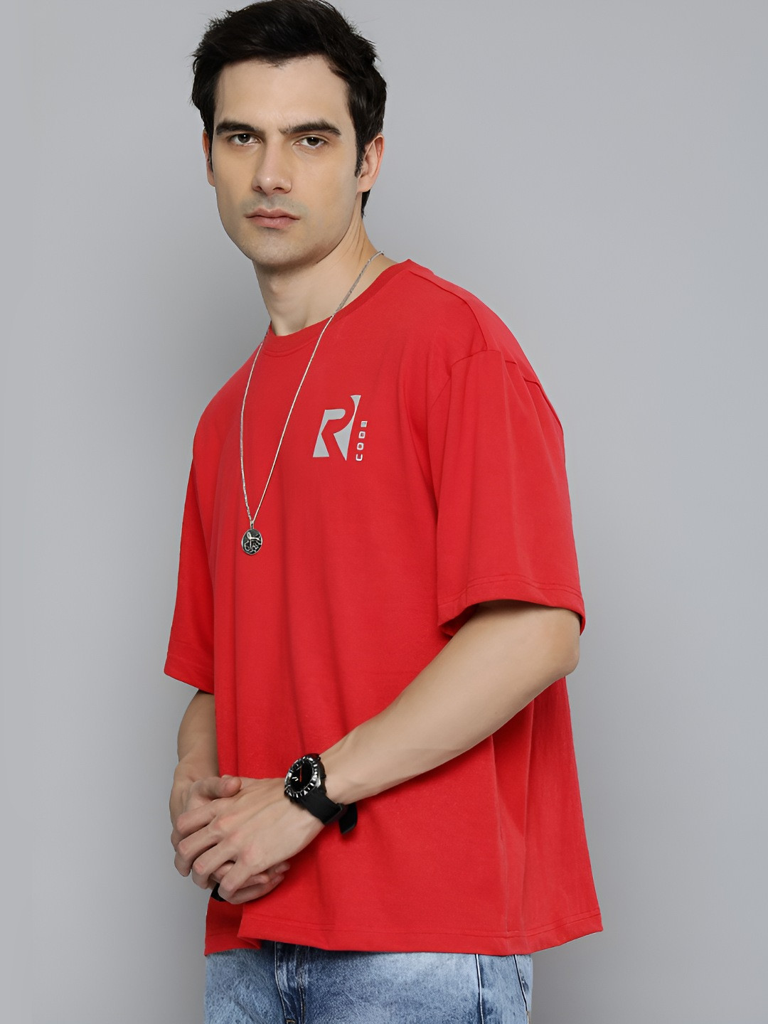 The Roadster Lifestyle Co.Men Graphic Printed Round Neck Cotton Oversized T-Shirt