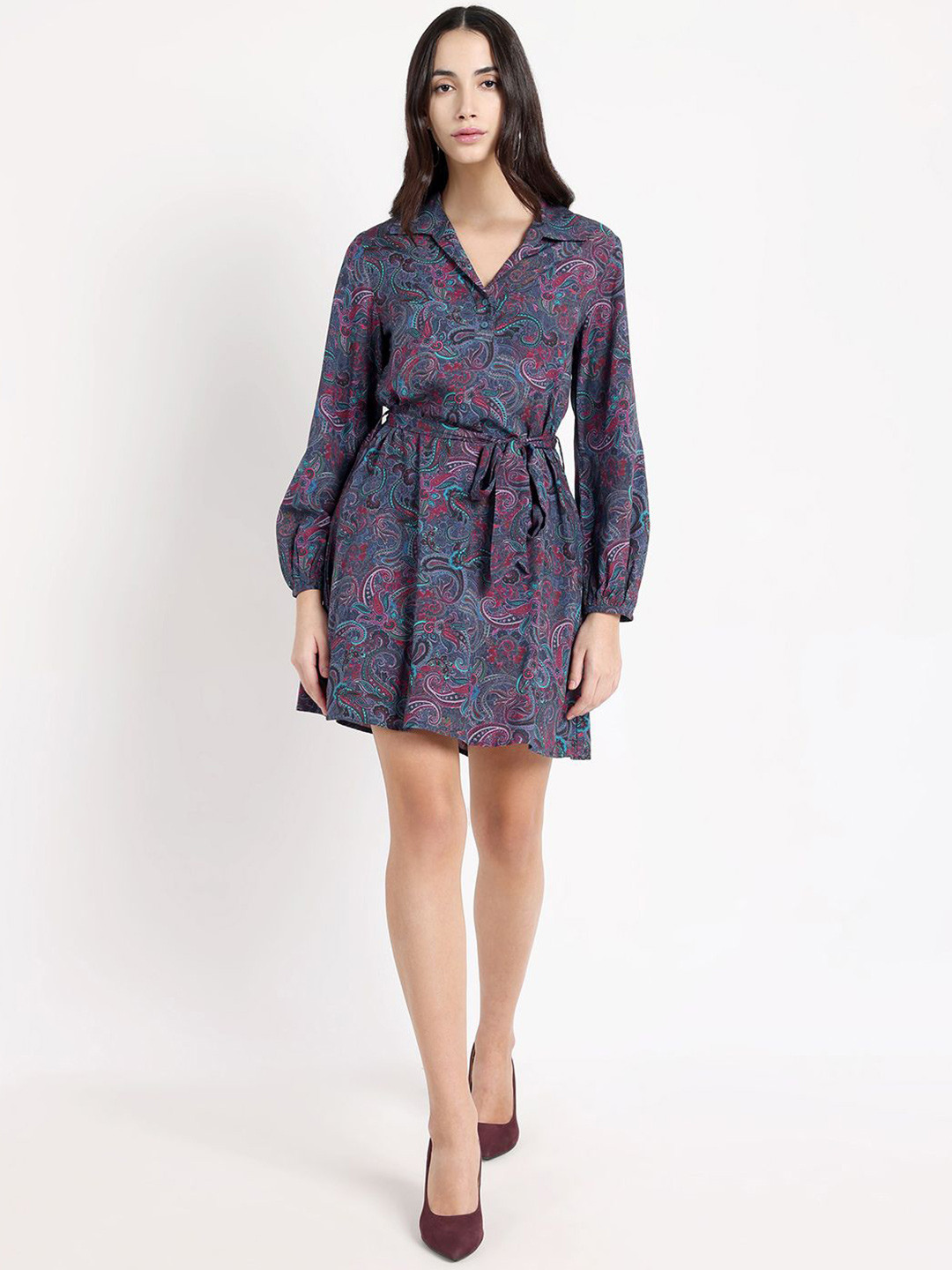 RAREISM Women Multi Fit Bishop Sleeve Spread Collar Dress