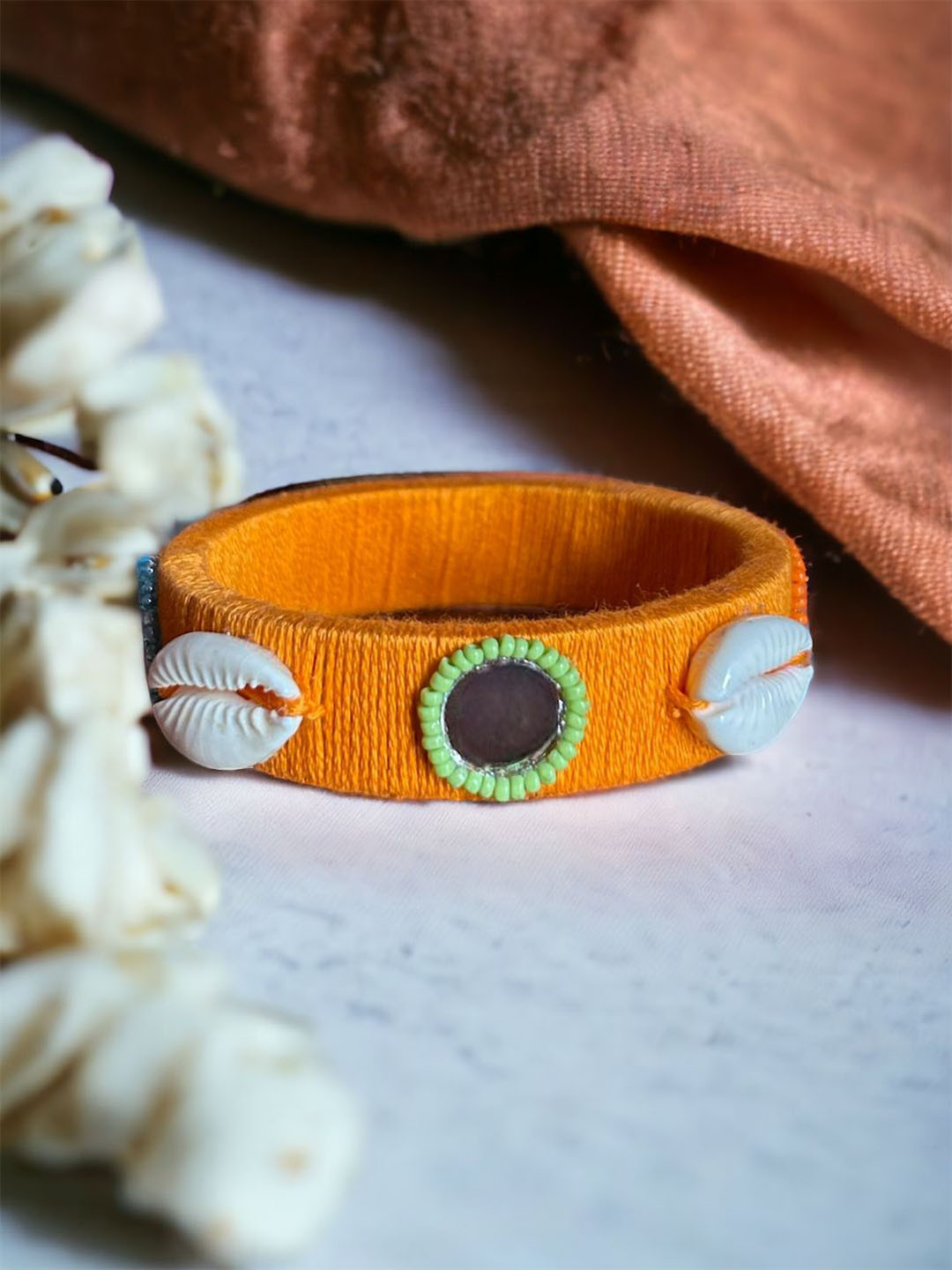 JEWELWATI Mirror & Beaded Kada Bangle