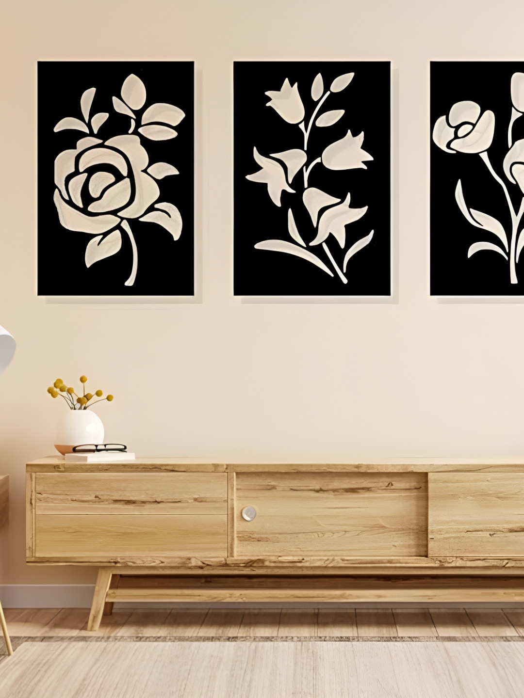 ARTROOMS Flower Wall Art Metal Floral Matte Hanging Hall Signs and Plaques-15In