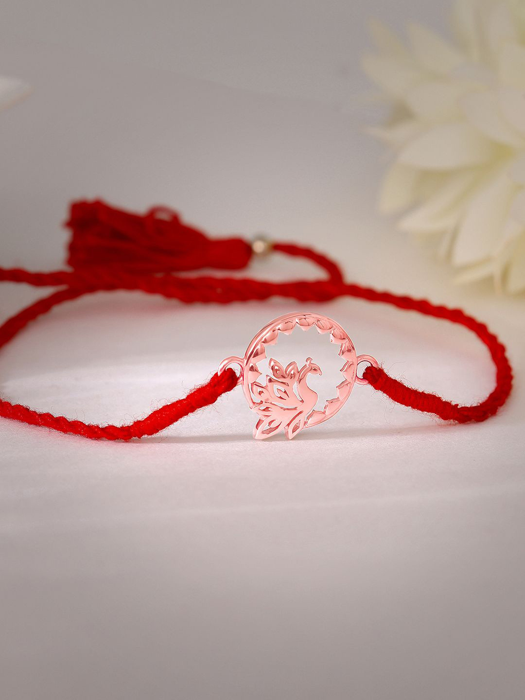GIVA 925 Silver Swan Thread Rakhi With Rakhi & Chawal