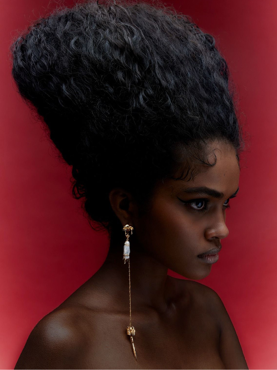 Outhouse The Shroom Shoulder Grazers Gold-Plated Contemporary Drop Earrings