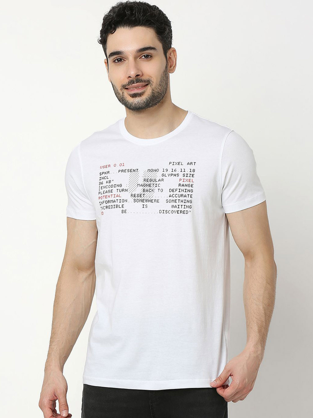 UnderJeans by Spykar Men Typography Printed Cotton Round Neck Short Sleeves T-Shirt