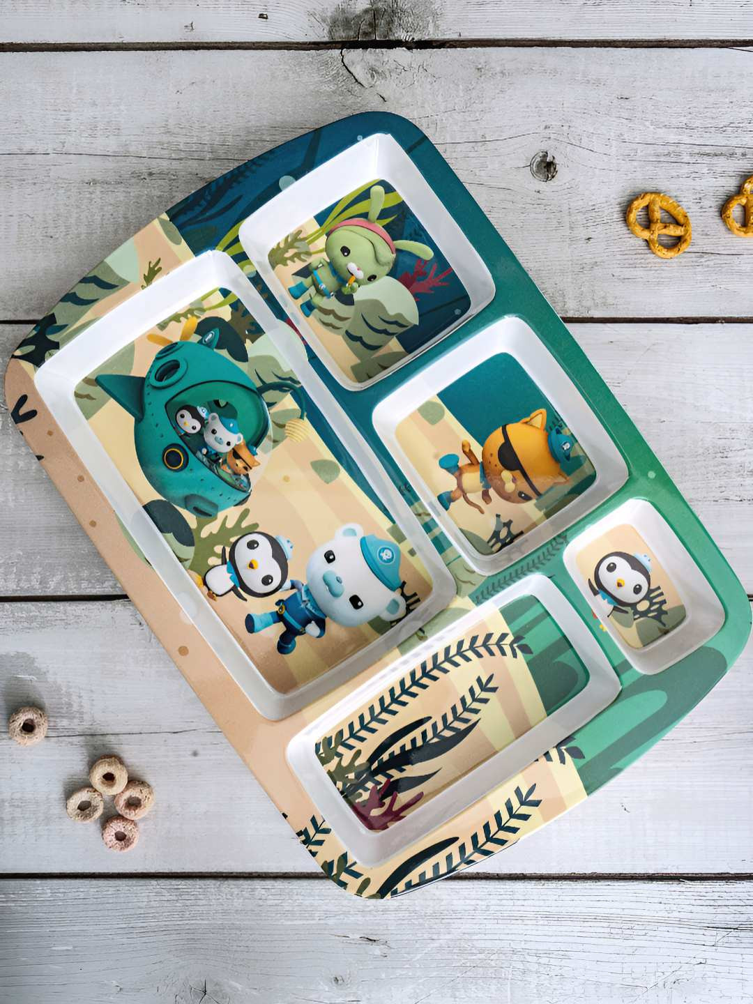 Stehlen Green & White Printed Melamine 5 Partition Plate