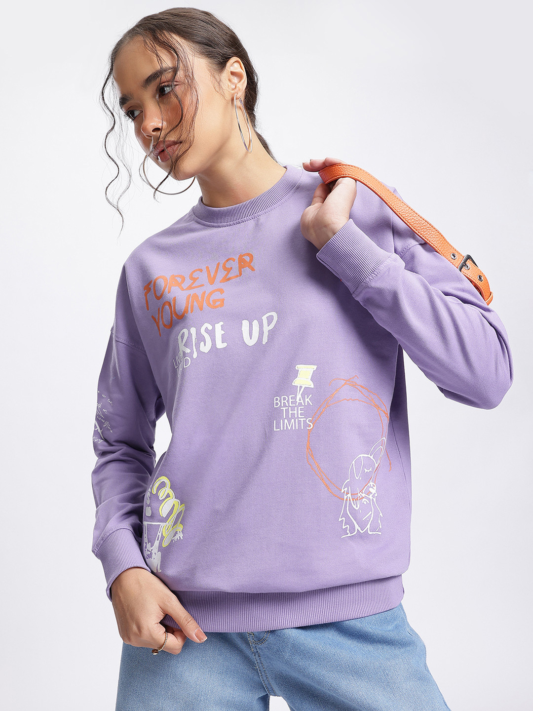DressBerry Typography Printed Drop Breathable Sweatshirt