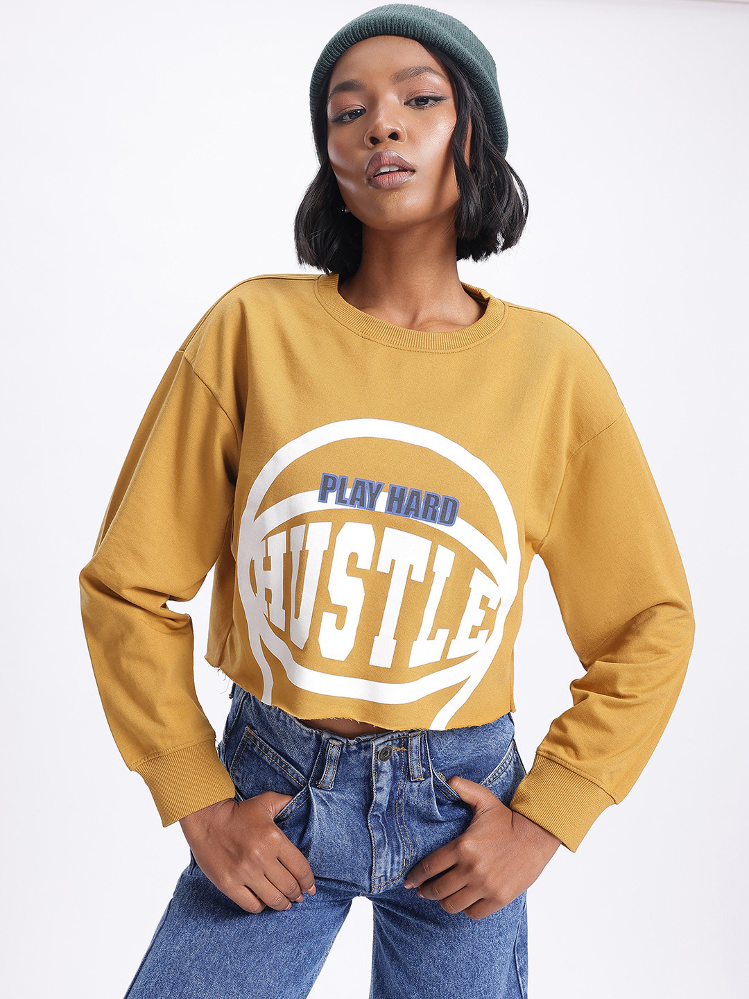 DressBerry Graphic Printed Crop Sweatshirt
