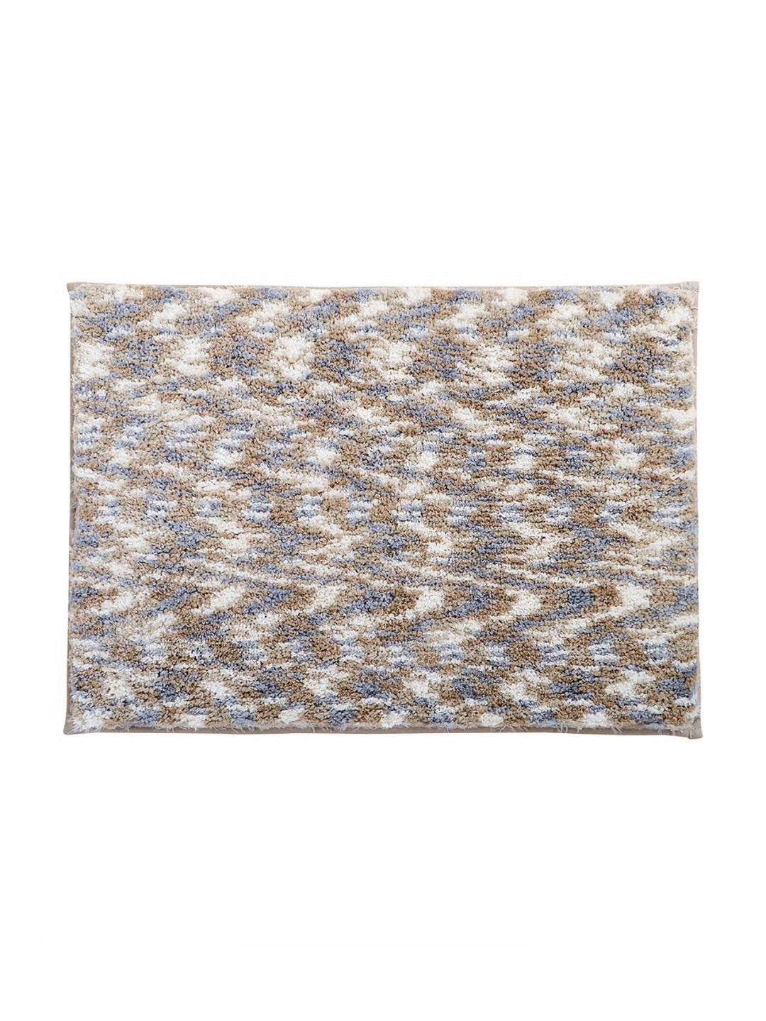 Pano Beige & Grey Printed 2000 GSM Anti-Skid Bath Rug