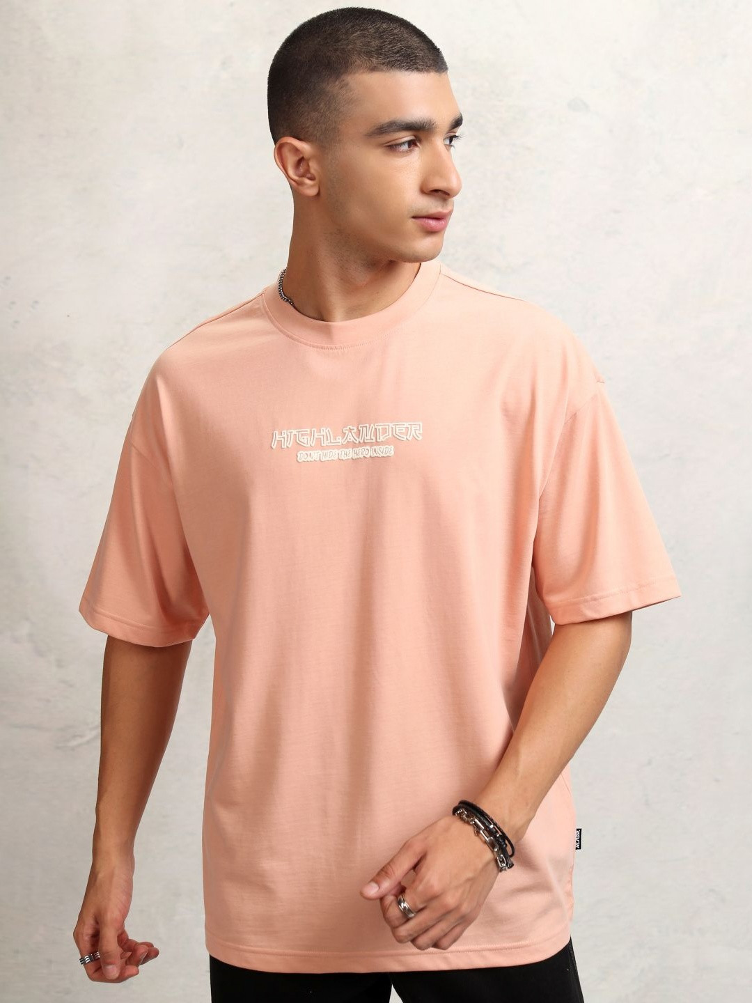 HIGHLANDER Men Graphic Printed Graphic Print Others Round Neck Cotton Oversized T-Shirt