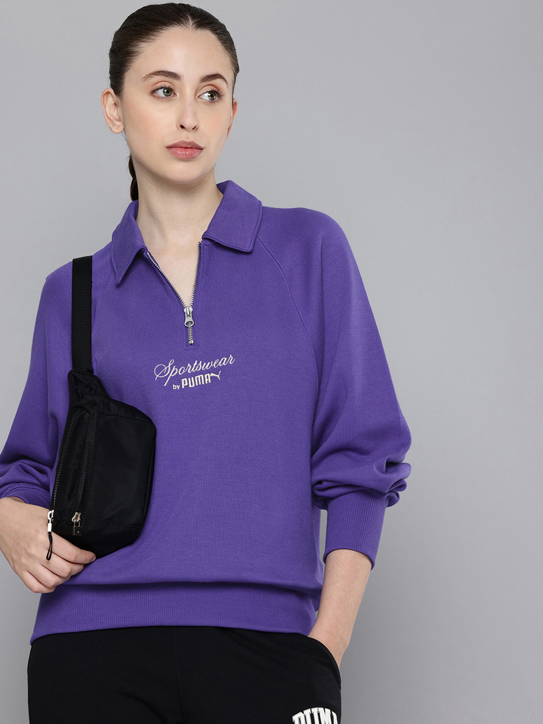 Puma CLASSICS Half Zip Relaxed Fit Polo Pure Cotton Sweatshirt