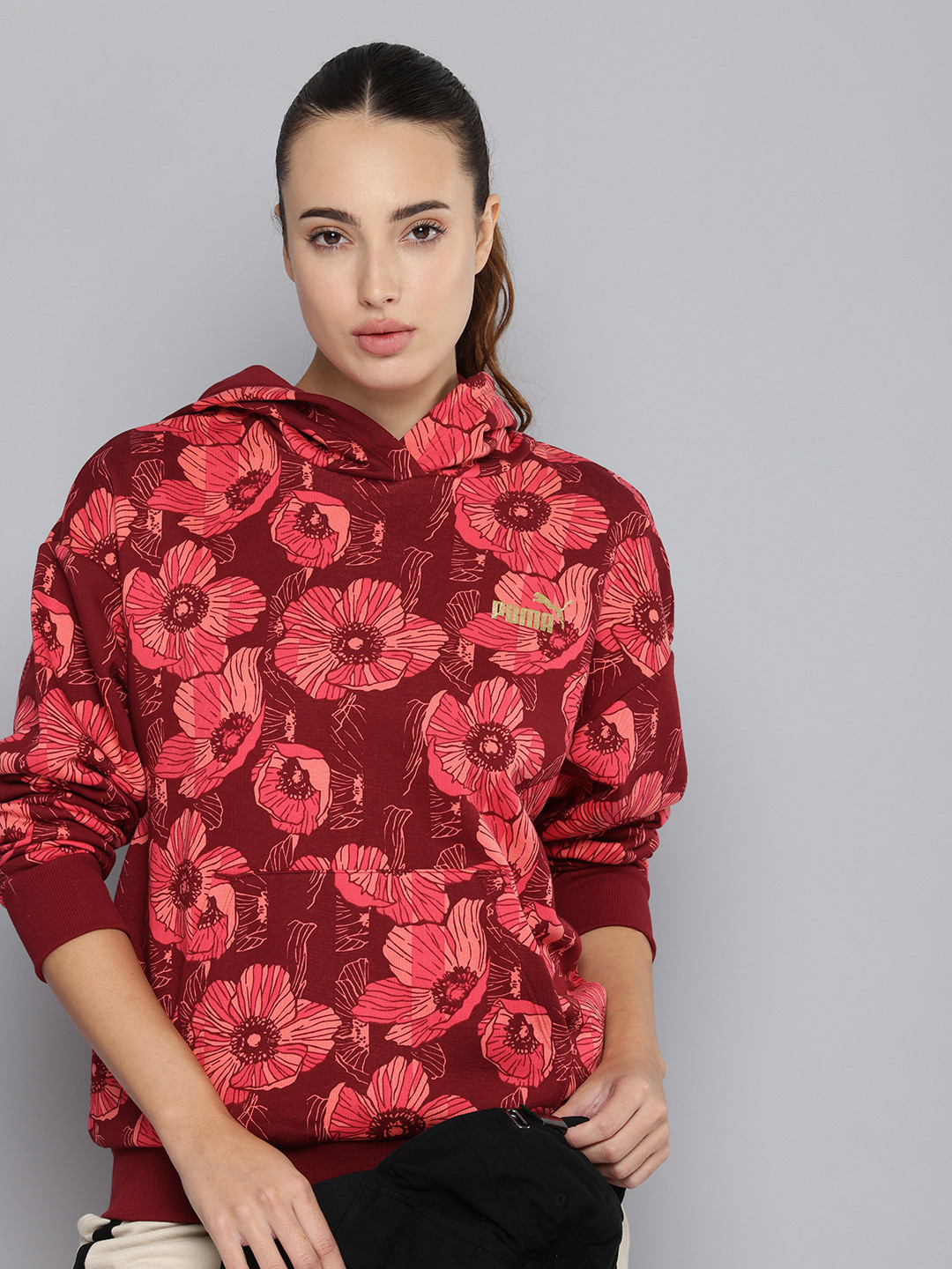 Puma CLASS ACT Floral Printed Hooded Comfort Fit Sweatshirt