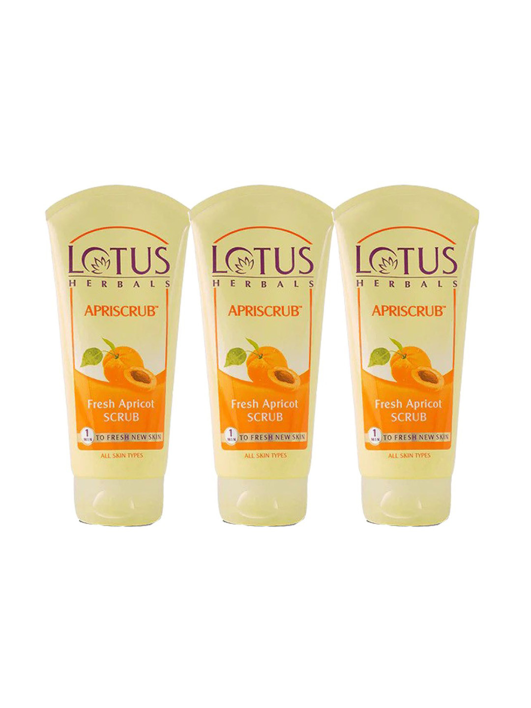 Lotus Herbals Set of 3 Apriscrub Fresh Apricot Scrub - 180 g each