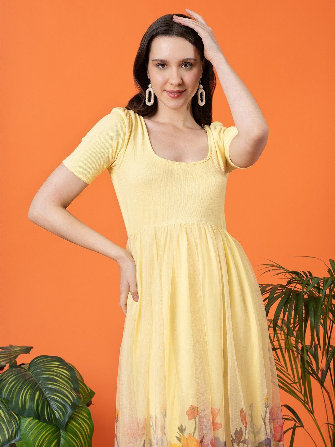 BLANC9 Polyester Knee Length Fit & Flare Dress