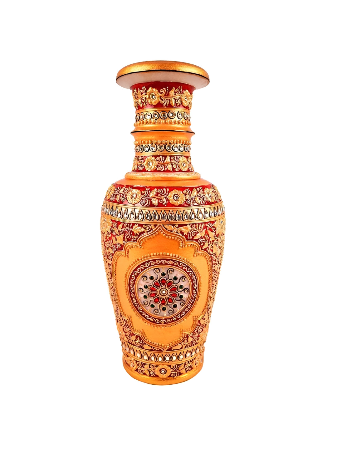 apka mart Yellow & Brown Textured Marble Flower Vase