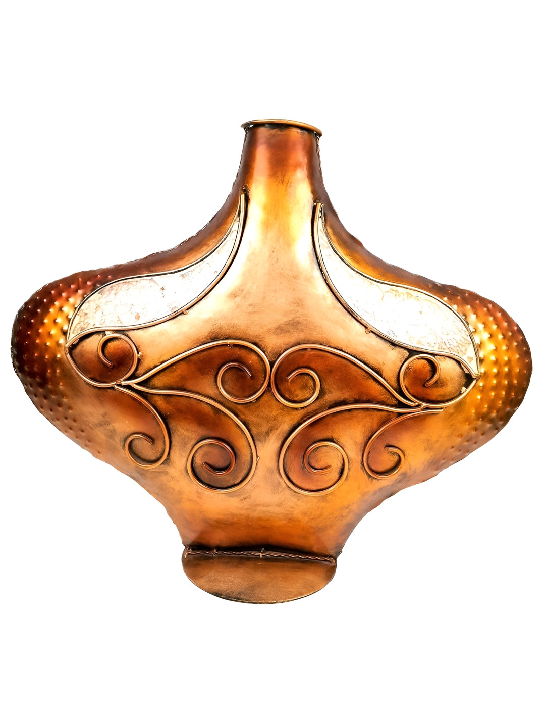 apka mart Gold Toned Textured Metal Vase