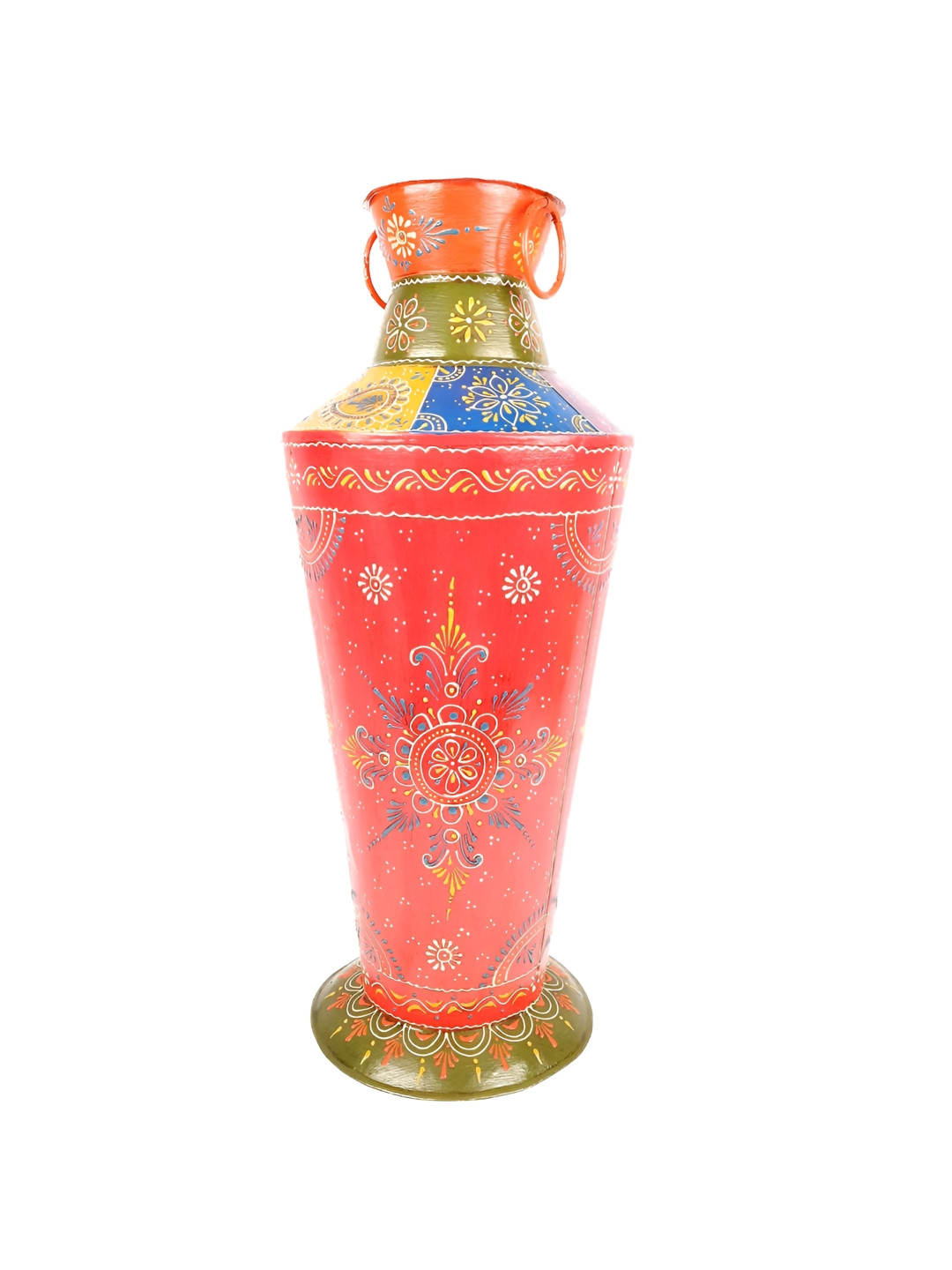 apka mart Red & Blue Floral Printed Metal Flower Vase