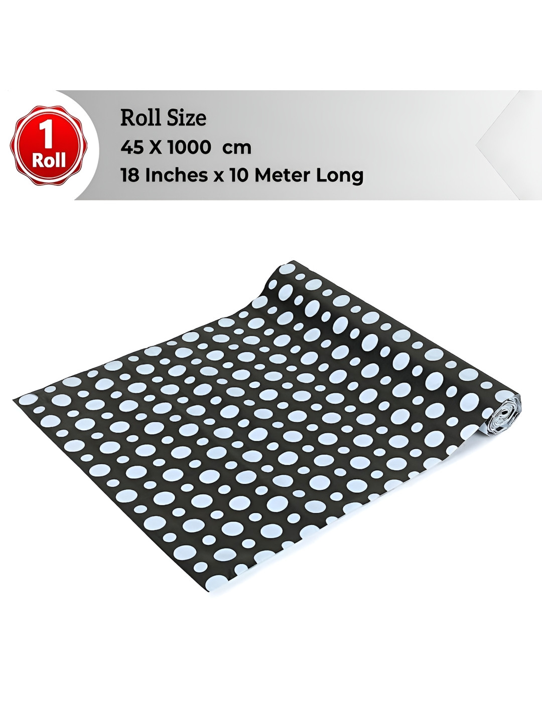 LooMantha Black & White Polka Dots Printed  Water Resistant Shelf Liner