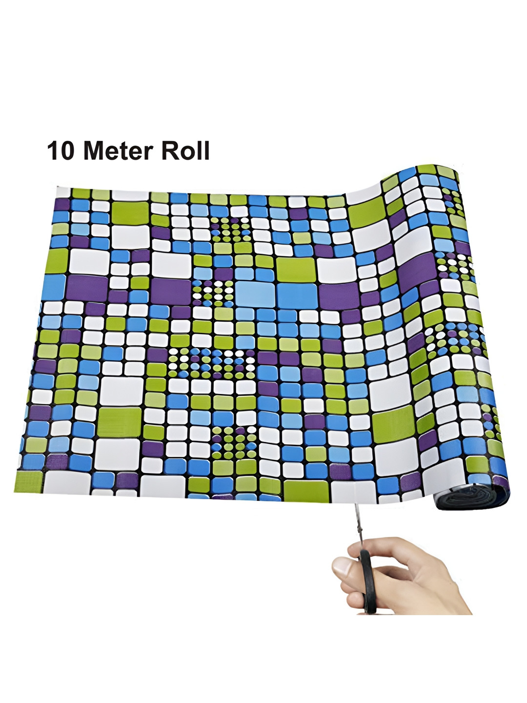 LooMantha Purple & Blue Geometric Printed Water Resistant Shelf Liner