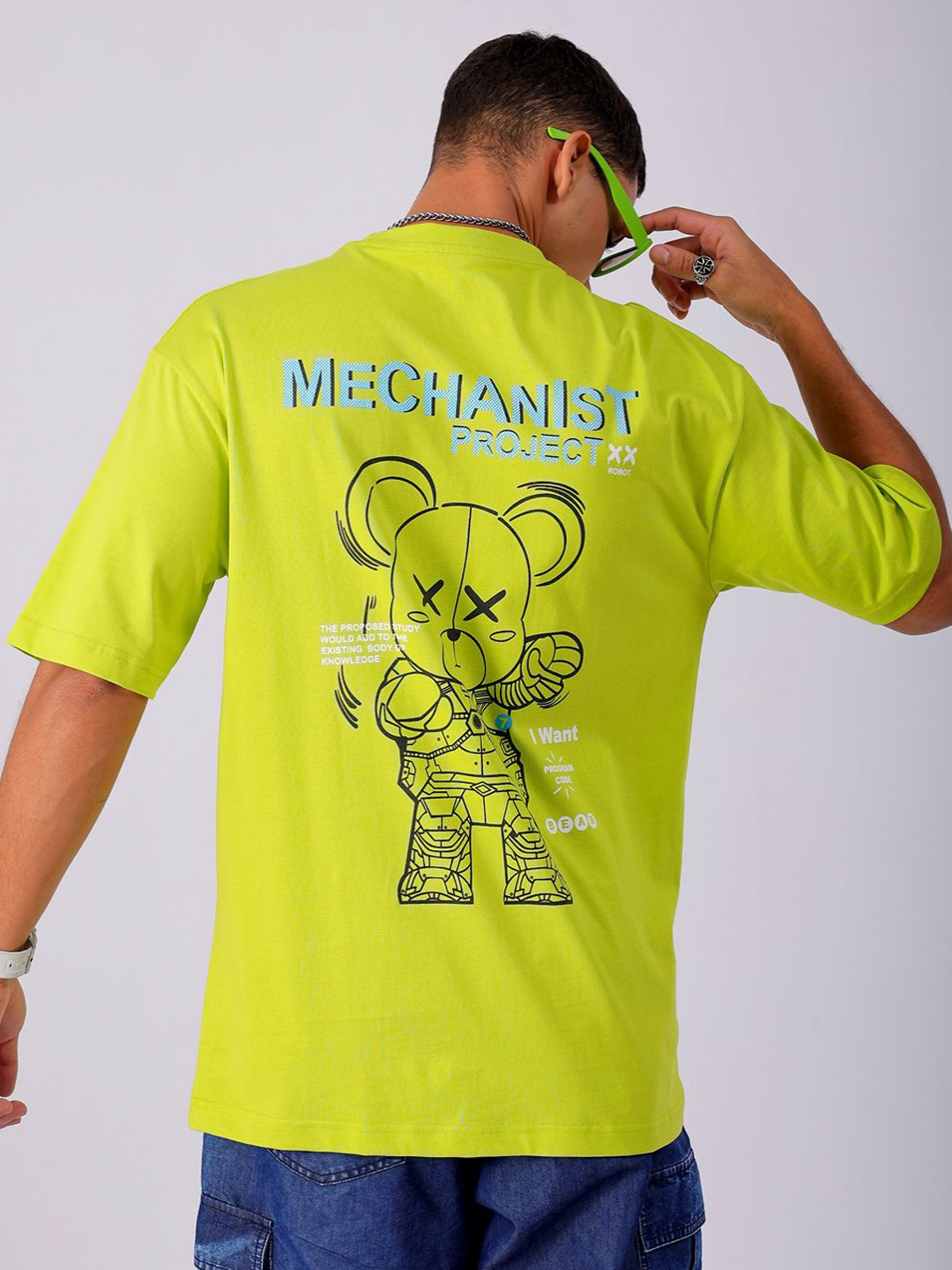 The Indian Garage Co Men Back Printed Baggy Round Neck Relaxed Fit T-shirt