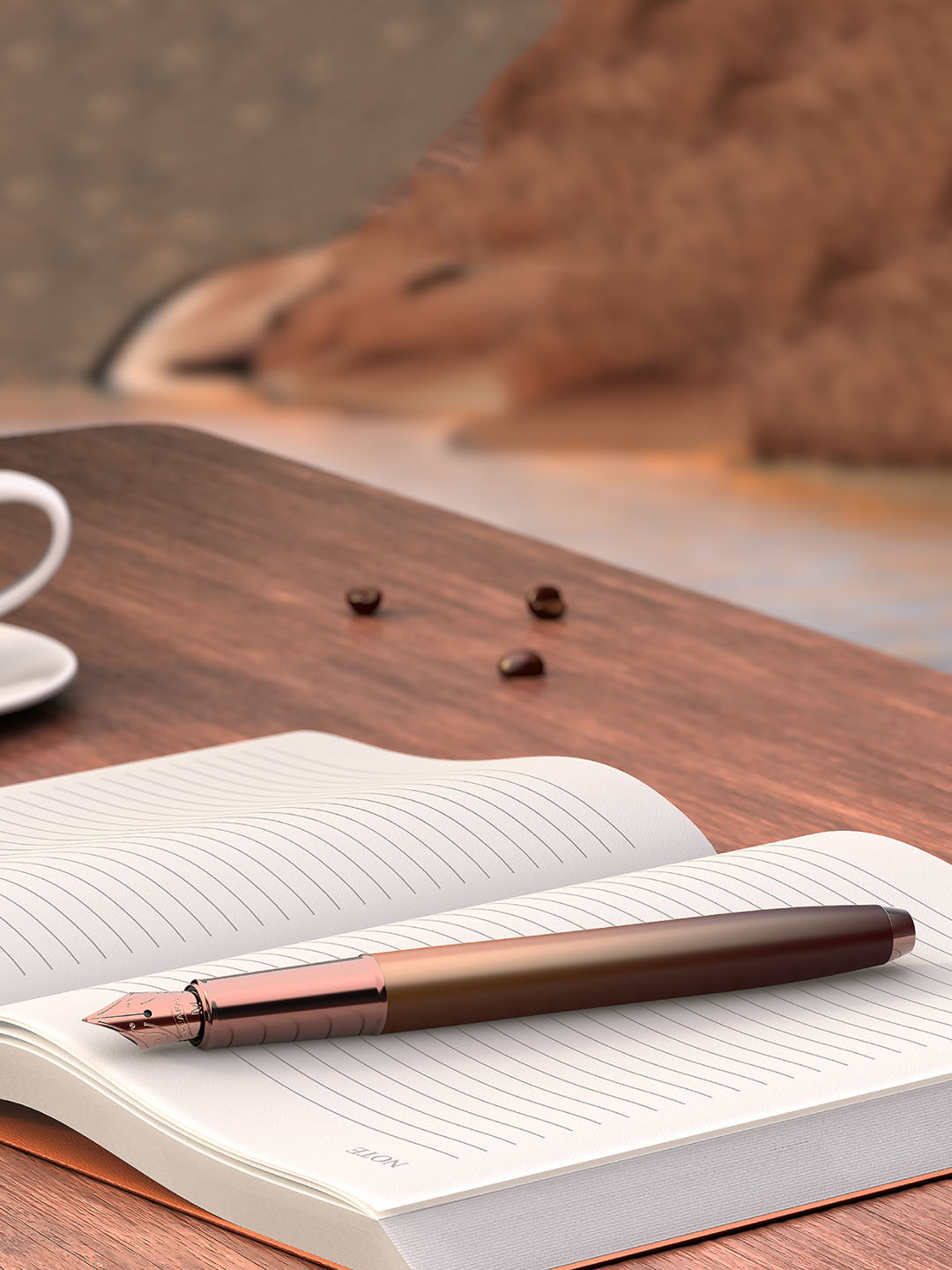 Sheaffer Light Brown with Brown Trim E9374 Gift100 Medium Nib Fountain Pen