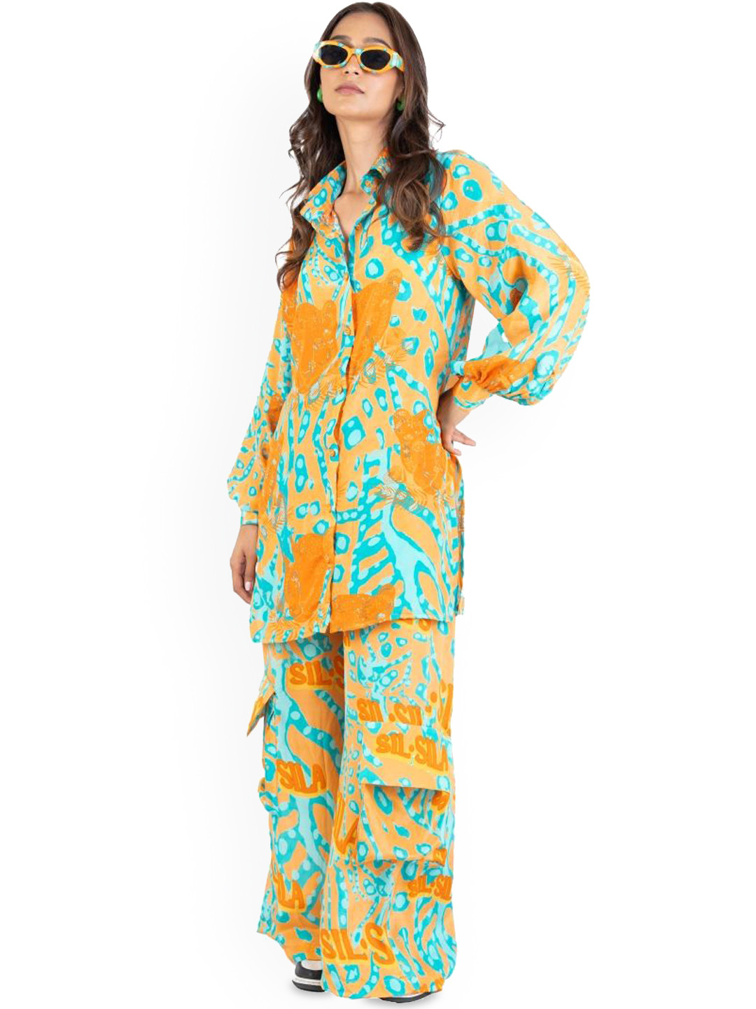 SIL SILA Printed Long Sleeve Shirt & Trouser Co-Ords