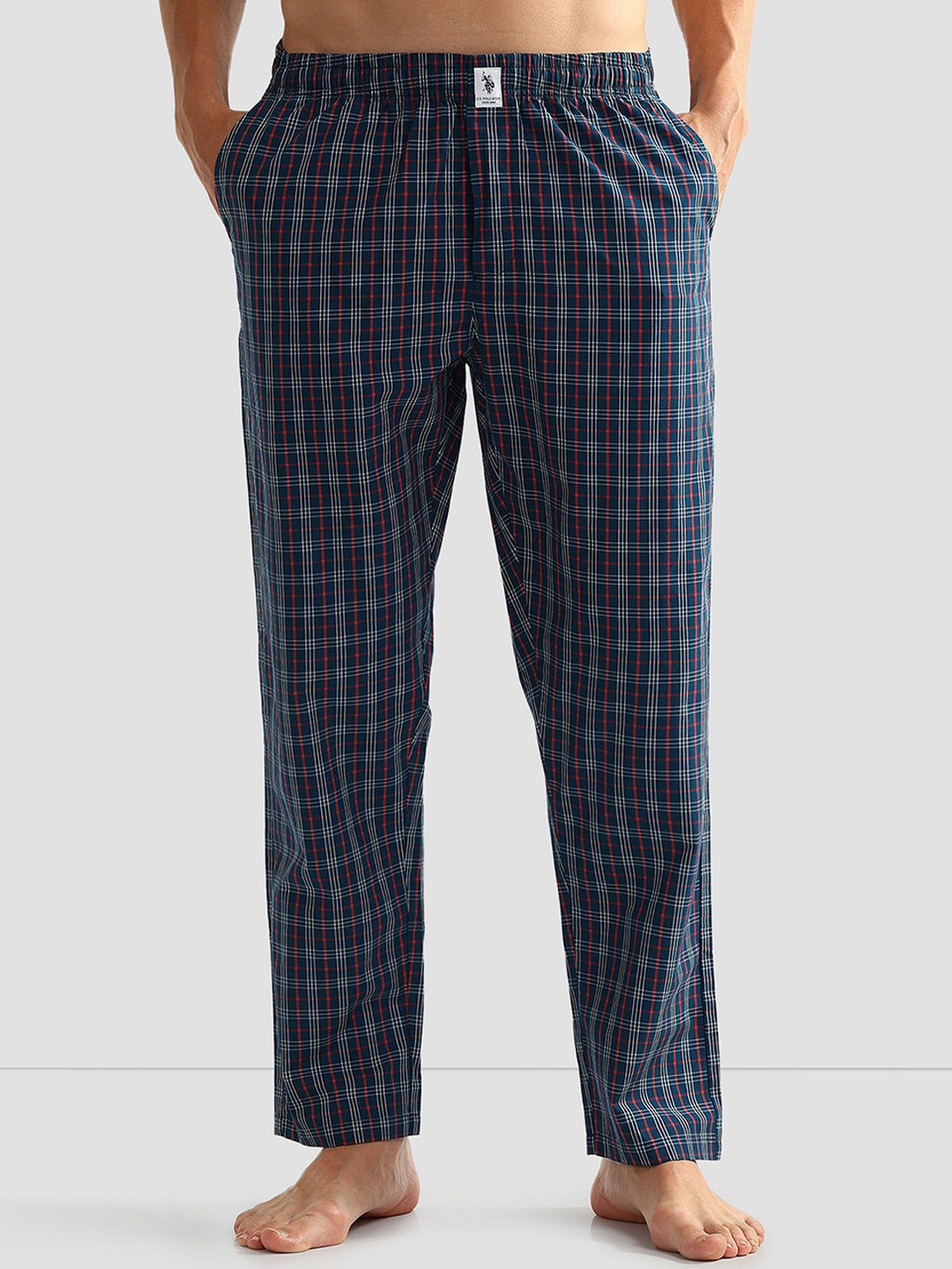 U.S. Polo Assn. Mens All Over Checked Pure Cotton OELP5 Lounge Pants