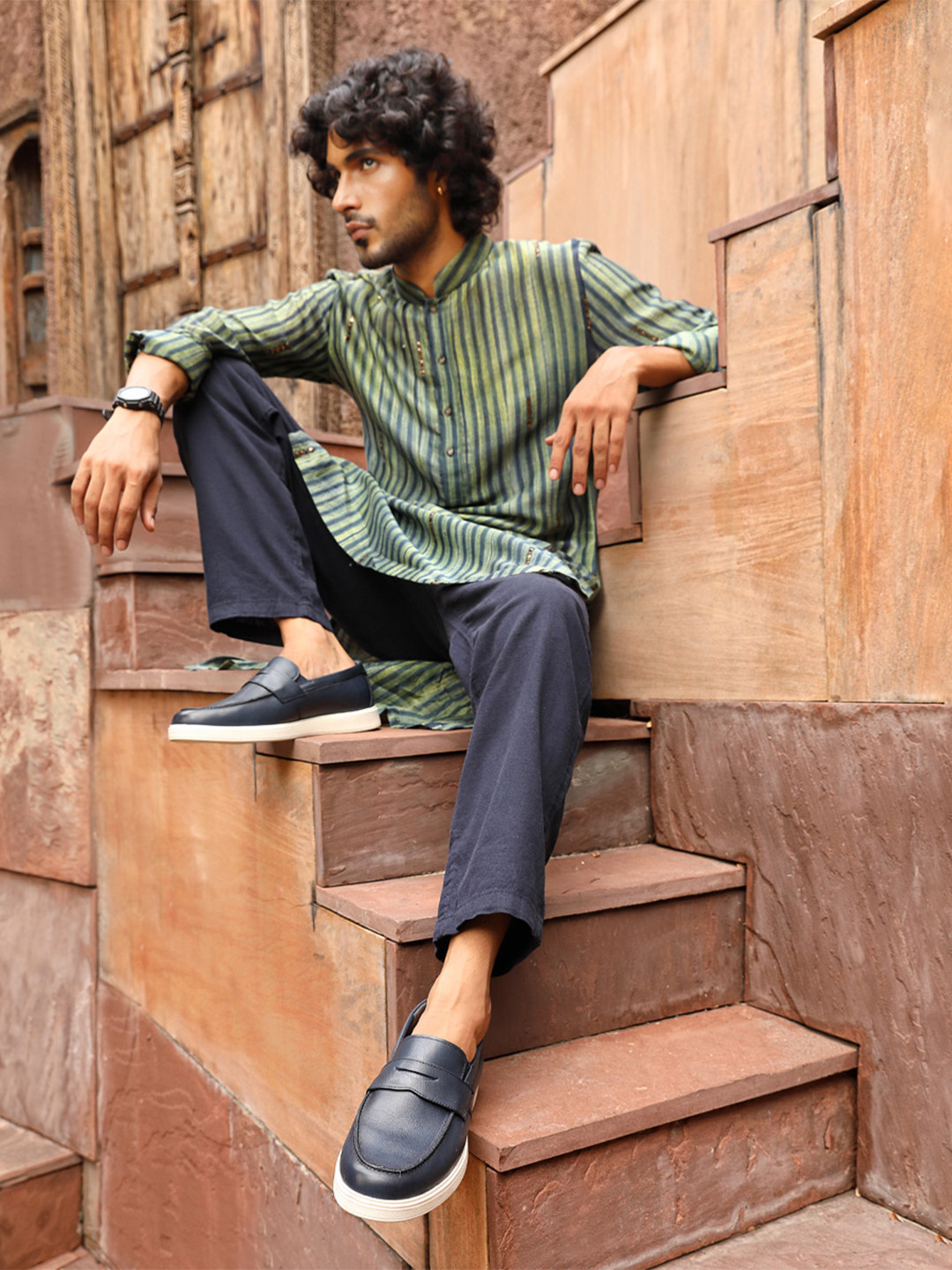 THOMAS CRICK Men Round Toe Comfort Insole Leather Penny Loafers