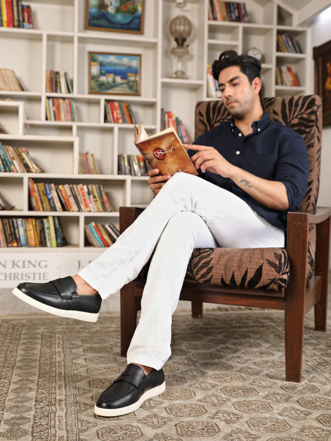 THOMAS CRICK Men Round Toe Comfort Insole Leather Penny Loafers