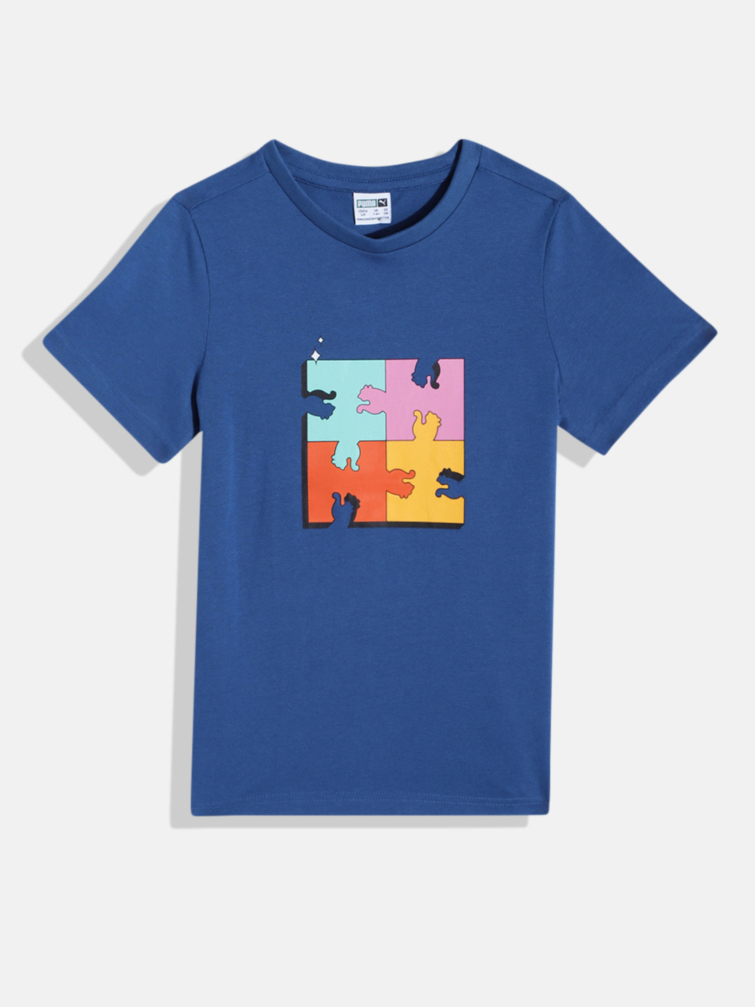 Puma Boys Classics Piece It Up Youth Brand Logo Printed Pure Cotton T-shirt