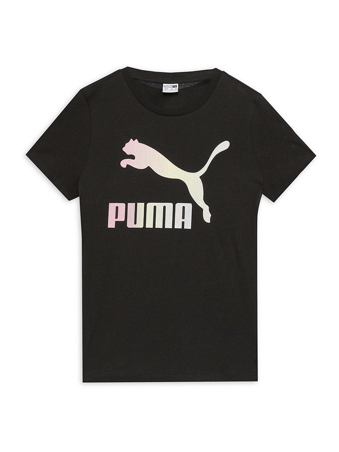 Puma Girls CLASSICS Shiny Brand Logo Pure Cotton T-shirt