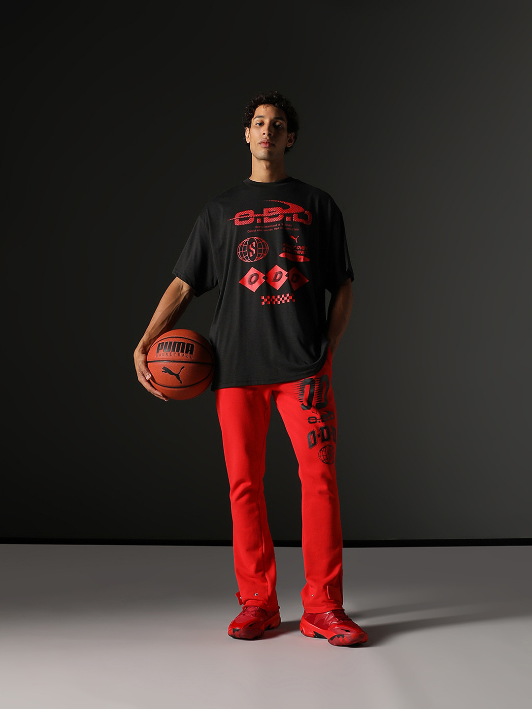 Puma Men Scoots Trail Blazing Basketball Printed Relaxed Fit Pure Cotton Track Pants