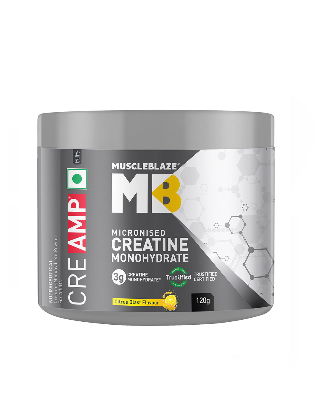 MuscleBlaze Creatine Monohydrate CreAMP -Citrus Blast -120g