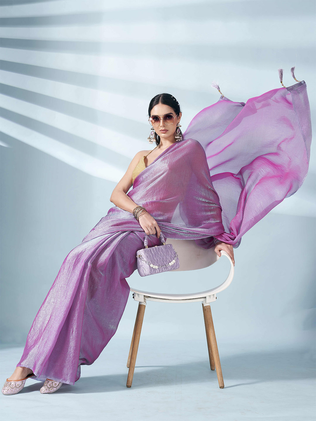 Tikhi Imli Two Tone Poly Chiffon Saree