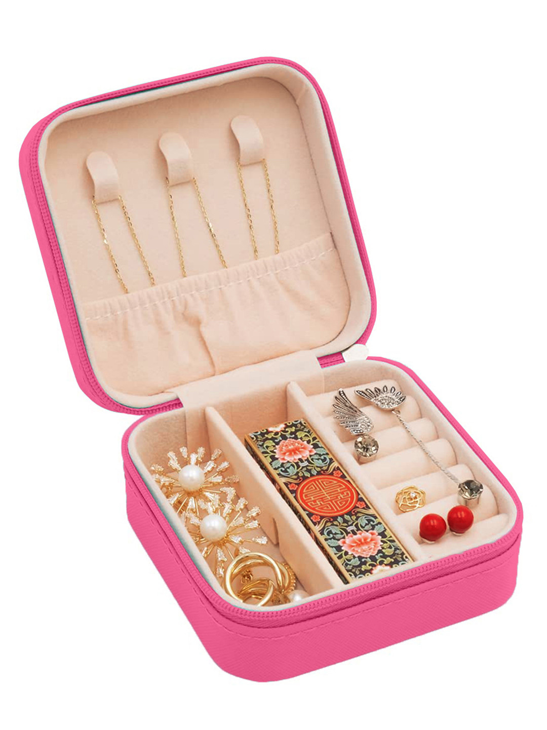 Cortina Pink Portable Zipper Jewellery Storage Organiser