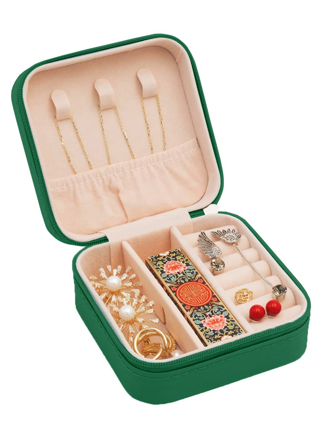 Cortina Green Portable Zipper Jewellery Storage Organiser