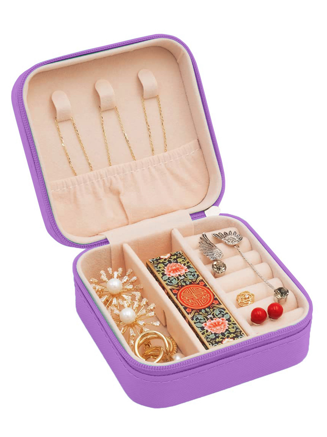 Cortina Purple Portable Zipper Jewellery Storage Organiser