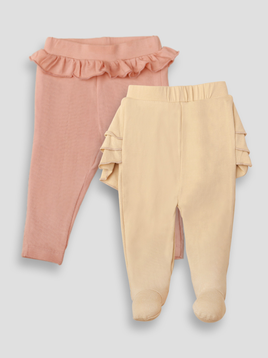 Fancy Fluff Infant Girls Pack Of 2 Pure Cotton Ankle-Length Leggings