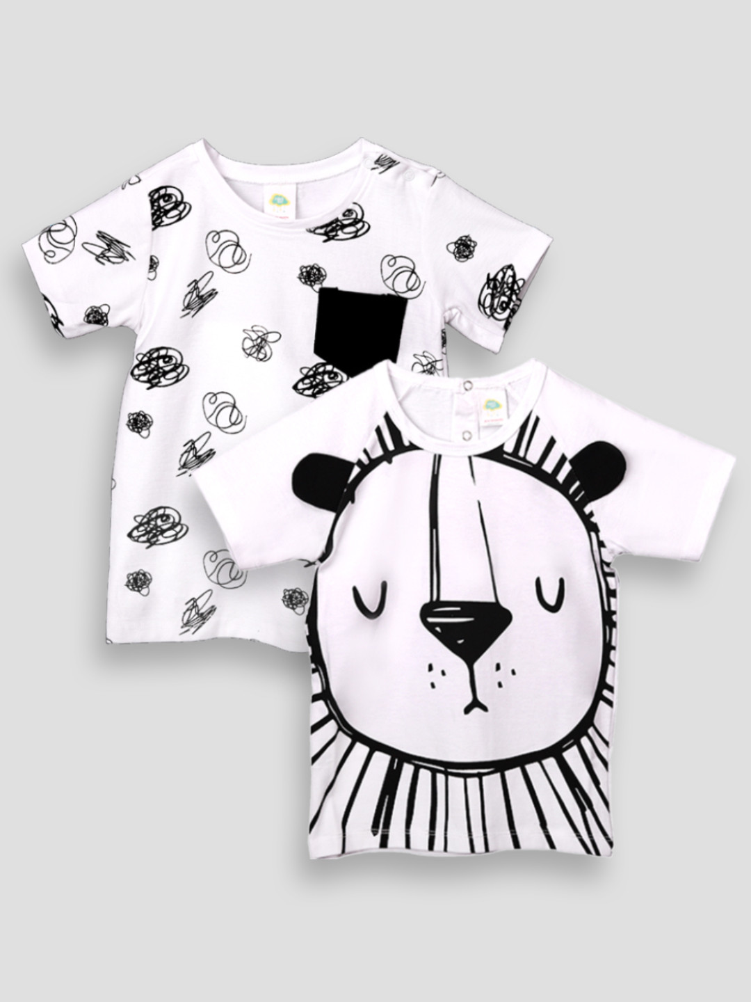 Fancy Fluff Boys Printed Monochrome Pockets T-shirt