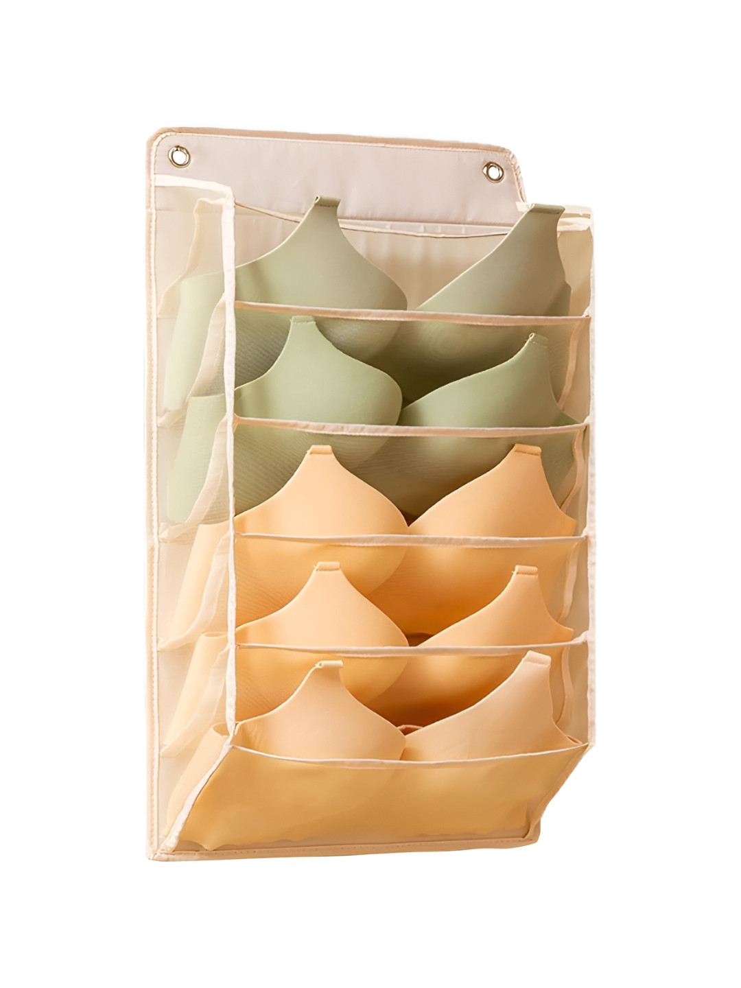 HOUSE OF QUIRK 6 Mesh Pockets Space-Saving Wardrobe Storage Hanging Bag