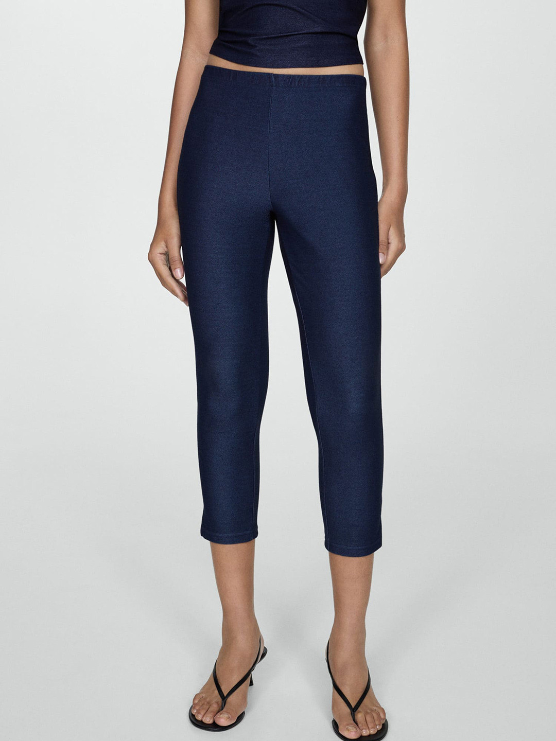 MANGO Women Chambray Capri Leggings