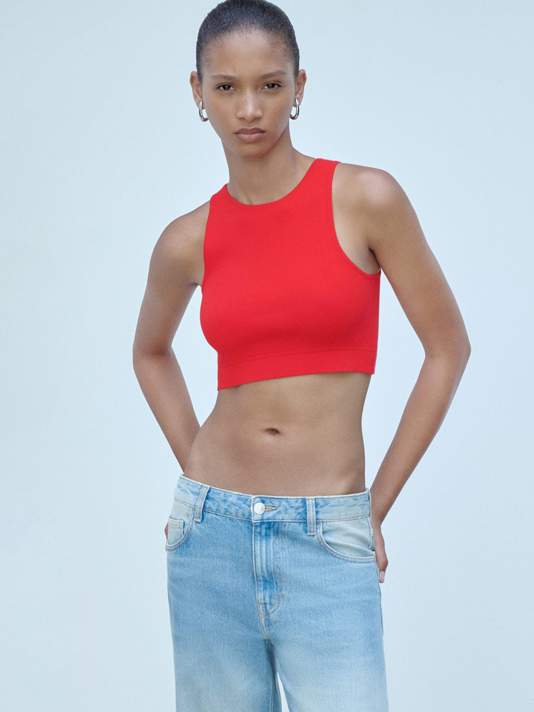 MANGO Knitted Crop Top
