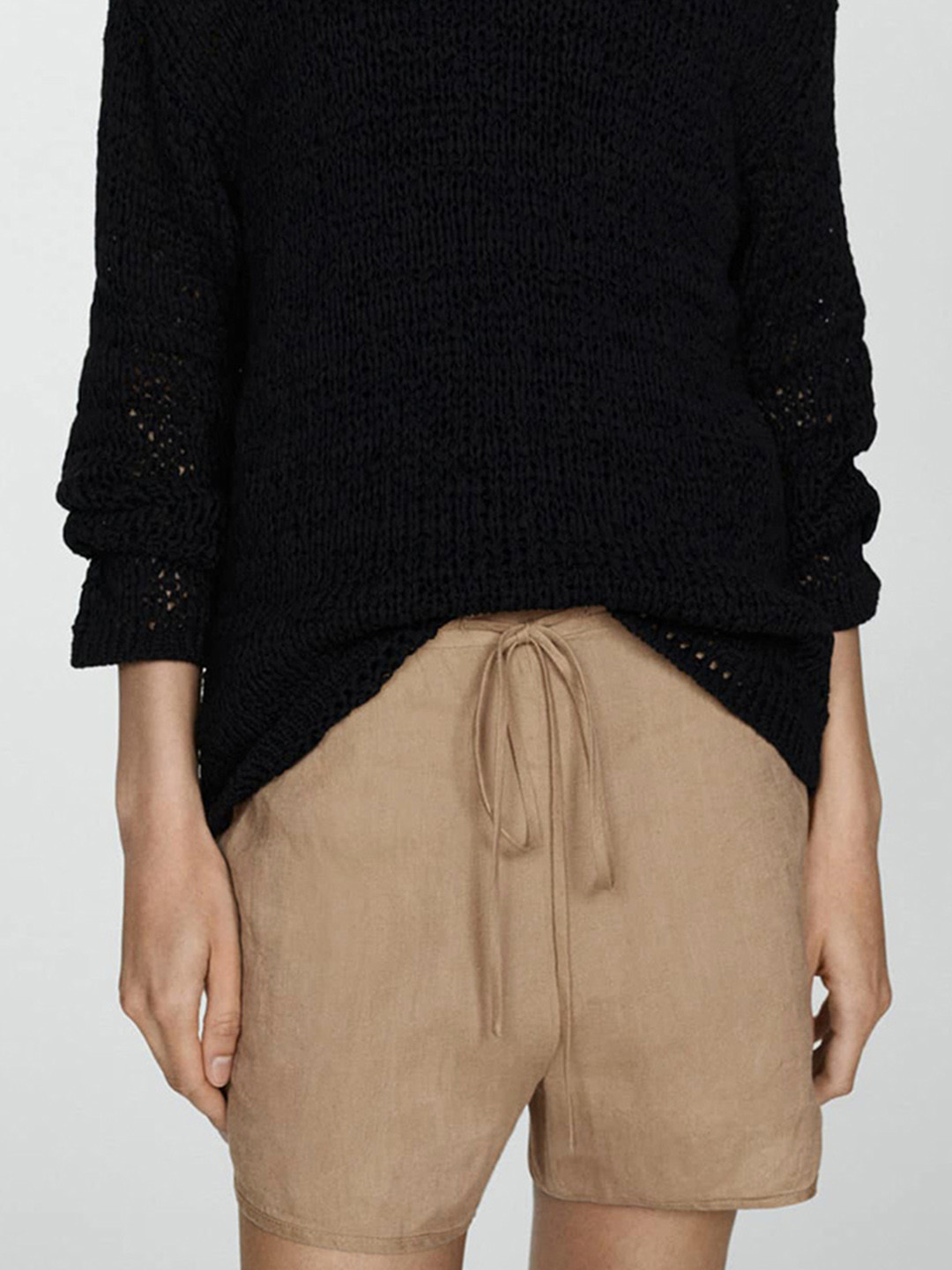 MANGO Women Linen Shorts