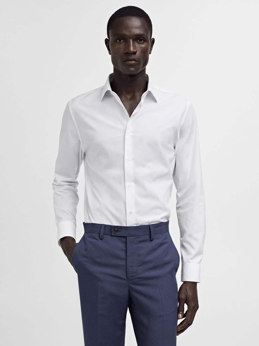 MANGO MAN Cotton Opaque Semiformal Slim Fit Shirt