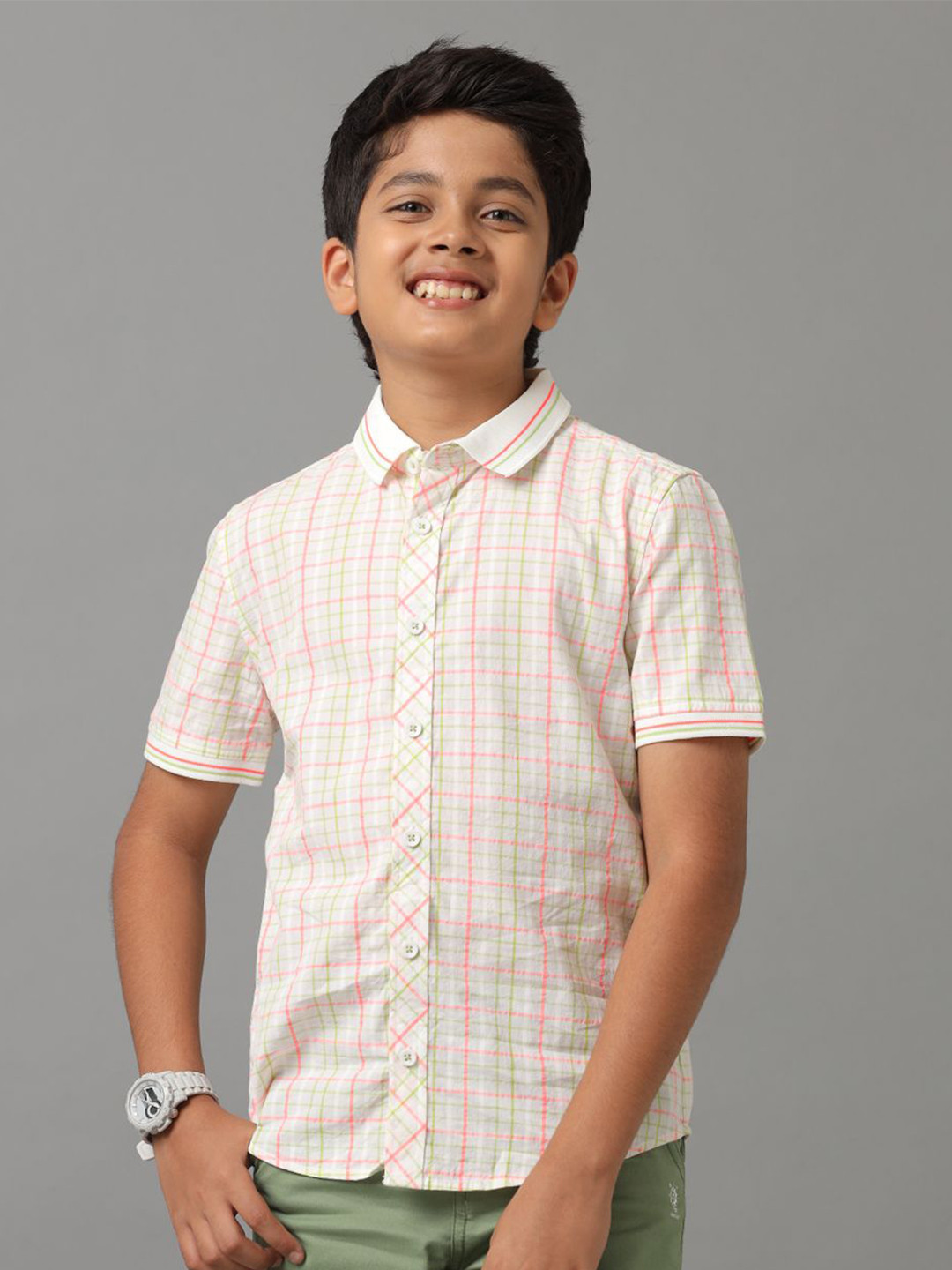 UNDER FOURTEEN ONLY Boys Tartan Checks Opaque Checked Casual Shirt
