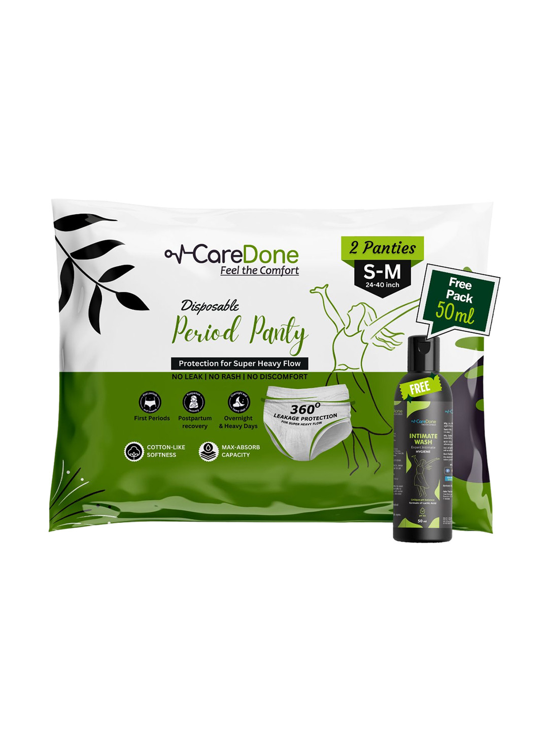 CareDone 2 Pcs Leak Proof Disposable Period Panties