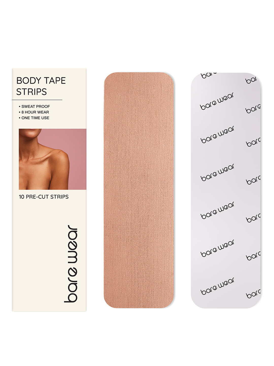 Bare Wear Beige Body Tape Pre-Cut Strips (Pack of 12) & Nipple Pasties Plus (5 Pairs)