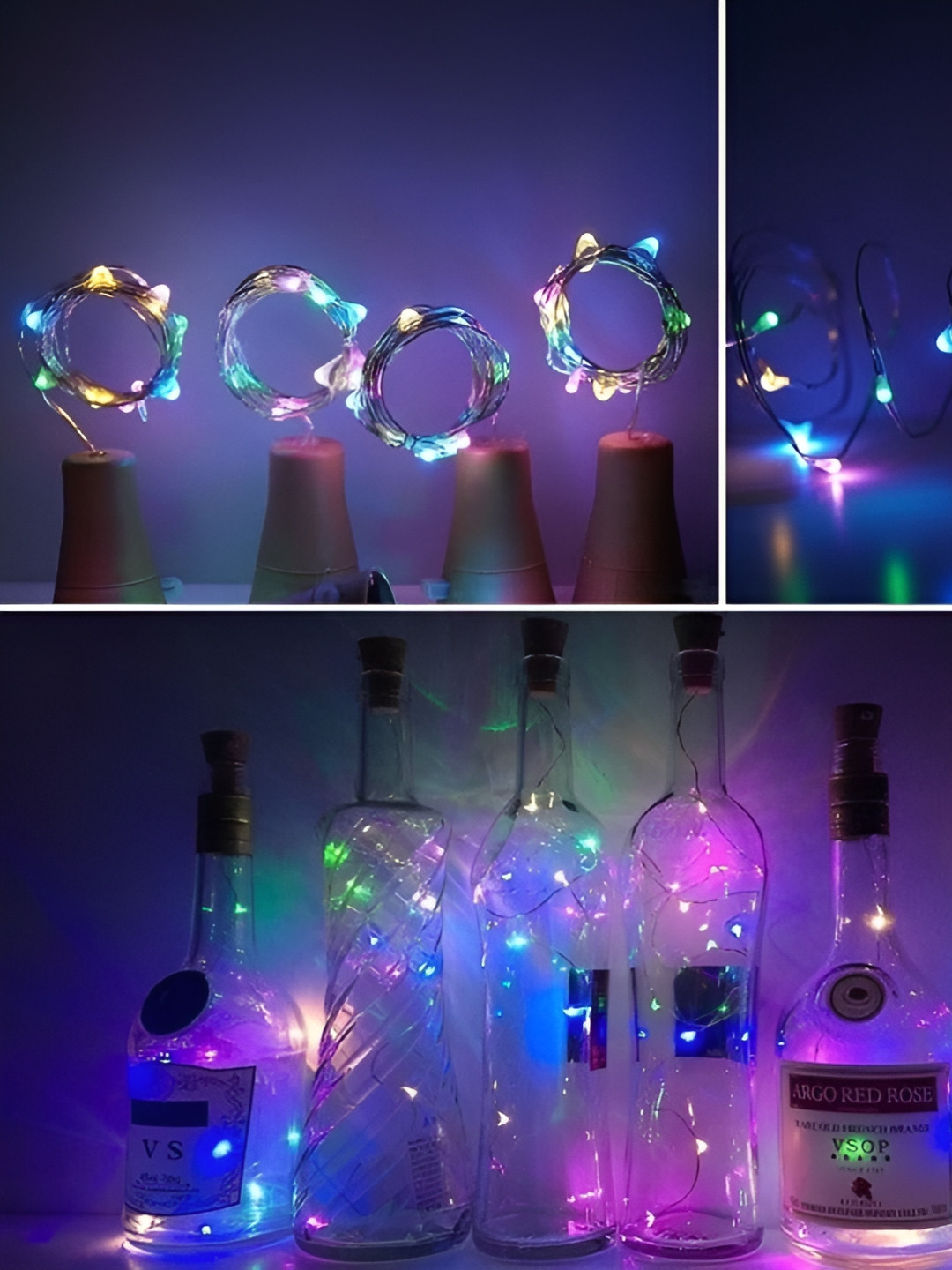 ENORMITY 3-Pcs Red & Blue Rice Shaped  Cork LED String Lights