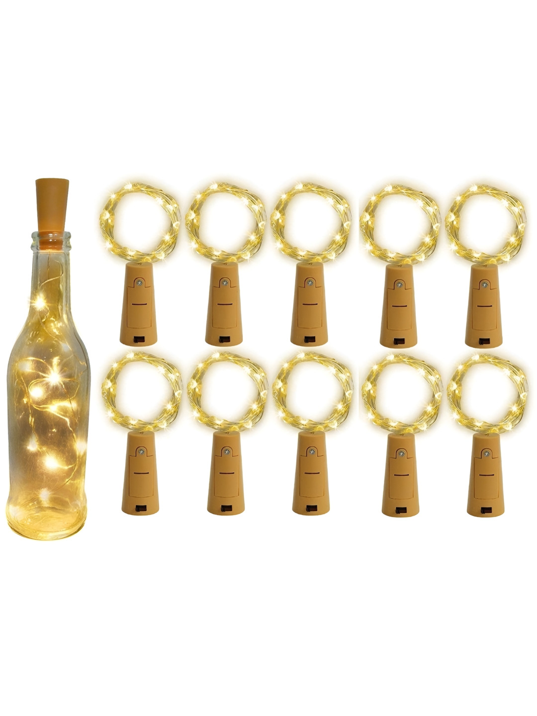 ENORMITY 10-Pcs Yellow Rice Shaped  Cork LED String Lights