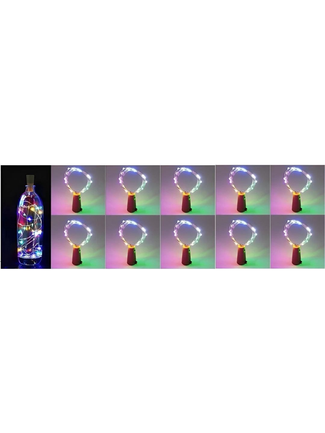 ENORMITY -10 Pcs Blue & Green Rice Shape String Lights