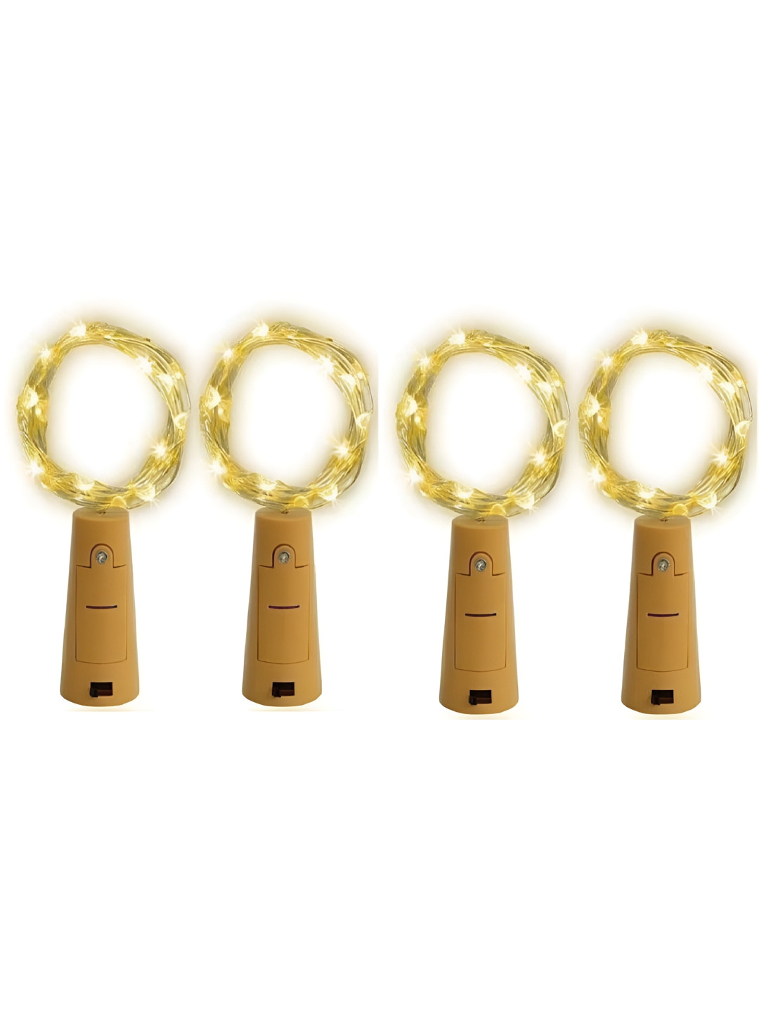 ENORMITY 4Pcs Yellow & Brown Rice Shape Cork String Light
